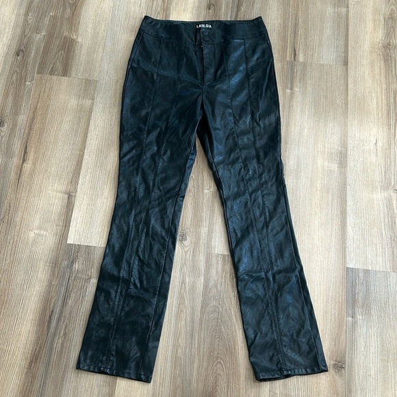 I.AM.GIA Black High Rise Vegan Leather Pants Trousers Size XL - Picture 1 of 6